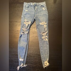 American Eagle Outfitters Light Blue Distressed Skinny Jeans